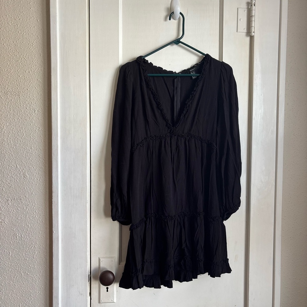 Forever 21 Black Ruffle Trim Dress
